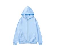 (bleu clair-L) Gilet de sport décontracté à capuche zippé, sweat-shirt style hip-hop streetwear, idéal