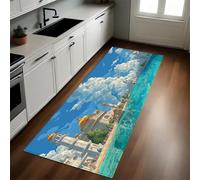 Bleu Clair Tapis de Cuisine Construction de châteaux et de rivières 60 x 180 cm Antidérapant Résistant Lavable Tapis de Passage Couloir Buanderie Salle de Bain