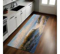 Bleu Clair Tapis de Cuisine Sentier des Dunes de Sable et d'herbe de Plage Antidérapant 50 x 80 cm Devant Évier Anti-Salissures Lavable Cuisine Buanderie Entrée Couloir