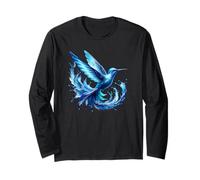 Bleu Colibri Splash Art Nature Lover's Dream Manche Longue
