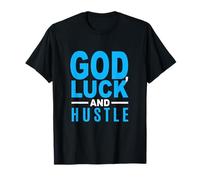 Bleu Color God, Luck and Hustle Blue Graphic T-Shirt