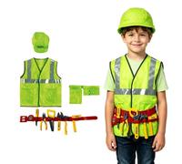Bleu Costume de construction pour enfants Costume d'Halloween réfléchissant multi-poches pour enfants avec jouets de construction Les garçons s'habillent pour faire semblant jouer un rôle XL S M L XS