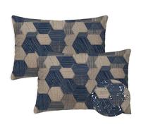 Bleu Coussin Exterieur Impermeable 40x65 cm Géométrie Housse Coussin Rectangulaire Lot de 2 Impermeable Lin Taie D'oreiller avec Fermeture Éclair Cachée pour Été Fall Salon de Jardin Decoration S-1000