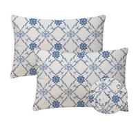 Bleu Coussin Exterieur Impermeable 40x80 cm Géométrie Housse Coussin Rectangulaire Lot de 2 Impermeable Lin Taie d'oreiller avec Fermeture Éclair Cachée pour Été Fall Salon de Jardin Decoration S-992