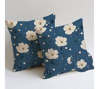 Bleu Coussin Exterieur Impermeable 55x55 cm Lot de 2 Gros Impermeable Doux Housse Coussin Marguerite Coussins de Jardin avec Zip Cachée pour Terrasse Patio Balcon Chambre Décoration,Cadeau Femme C-940