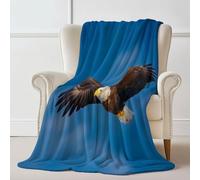 Bleu Couverture Chaude et épaisse en Flanelle Extérieur Ciel Aigle - 150 x 200 cm Plaid réversible en Polaire Douce et Moelleuse idéal pour Le lit ou Le canapé utilisable en Toutes Saisons