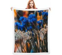 Bleu Couverture Hiver 140x200cm Couverture Lestée Fleur, Couverture Chaude et Confortable, Super Douce et Moelleuse, Fleece Blanket Lavable à la Machine Facile à Manipuler, Chambre à CoucherA-3685