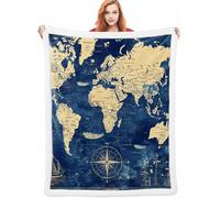 Bleu Couverture Lestée 150x200cm, Carte Chaise Blankets, Douce Chaude Hiver Couvertures de Canapé et Grand Plaids Chaude et Douillet, Fleece Blanket pour Chambre à Coucher, Salon, Bureau,Cadeau A-3793