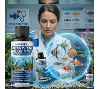 Bleu de Méthylène Concentré pour le Traitement de l'Eau des Aquariums de Poissons - avec Gobelet de Mesure, Compte-gouttes et Gants 2PCS