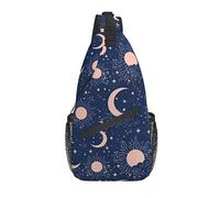 Bleu Espace Soleil Lune Nuageux Mystique Astrologie Sac bandoulière, Sac à bandoulière décontracté pour Homme et Femme