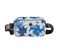Bleu et fleur et blanc Élégant Fanny Pack Sac banane pour les petits hommes d'affaires Multifonction avec Ceinture réglable pour Voyage Shopping Running bolso de lado para, Bleu et FLEUR et blanc,