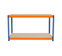 Bleu - Établi 150 x 45 x 90cm à 2 Niveaux Atelier Garage Bricolage 300kg par étagère