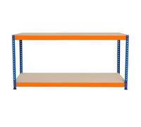 Bleu - Établi 180 x 45 x 90cm à 2 Niveaux Atelier Garage Bricolage 300kg par étagère