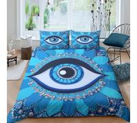 Bleu Eye Art Parure de Lit Entretien Facile Microfibre Hypoallergique 3 pièces Mandala Design de Style Linge de Lit avec 2 Taies d'oreiller Léger for Adulte Enfants Filles Double（200x200cm）
