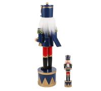 Bleu Figurine Casse-noisette Batteur en Bois, Décor Traditionnel de Noël | Sculptée à Main, Facile à Exposer, pour Étagères et Tables, Esprit Classique de Fête