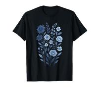 Bleu Floral Art Tee Design Botanical Flowers for Women T-Shirt