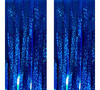 Bleu Foncé Bande Fond - 2pcs 1m*2.5m Rideau Frangé De Feuille Pour La Décoration De Fête De Photo