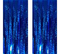 Bleu Foncé Bande Fond - AILEXI 2pcs 1M*2.5M Rideau Frangé de Feuille pour La Décoration de Fête de Photo