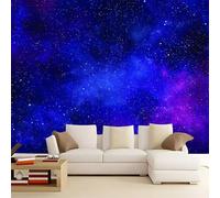 Bleu Foncé Papier Peint Intissé Mural 200 x 140 cm, Mystérieux Minimaliste Étoiles Motif Muraux Geant Poster Personnalisable Wallpaper pour Salon Cuisines Bureau Chambre d'enfants Décor