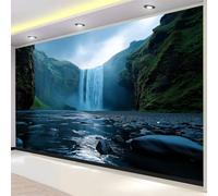 Bleu Foncé Papier Peint Panoramique Photographique, Islande Lagon Bleu Cascade Papier Peint Intissé Mural 300 X 210 Cm 3D Tapisserie Photo Pour Chambre D'Enfants Décoration - Poster Tableaux Photo