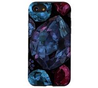 Bleu foncé Rose Aquarelle Cristal Filles Animaux de Compagnie Chien Chat Pattes Coque pour iPhone SE (2020) / 7/8