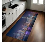 Bleu Foncé Tapis de Cuisine Vue Nocturne des Monuments historiques 40 x 120 cm Antidérapant Lavable Devant Évier Absorbant et Doux pour Cuisine Couloir Salon et Entrée