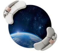 Bleu Foncé Tapis de Salon Rond 90 cm, Photographie Ciel Nocturne Étoiles Terre Tapis Chambre Antidérapant Lavable, Ne Perd Pas Ses Poils Moelleux Moquette pour Chambre d'enfant Salle à Manger