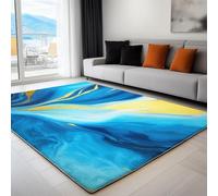 Bleu Foncé Tapis Lavables avec Dos Antidérapant, Tapis Abstrait Tourbillon en Spirale Rayures Poil Ras Salon, 140 x 200 cm Paillasson pour Cuisine, Salle à Manger, Bureau et Chambre