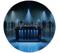 Bleu Foncé Tapis Rond pour Enfant Musique Table, Moderne Tapis Doux Antidérapant pour Garçons Filles, pour la Chambre Salle de Jeux Grand Petit Salon - 160 cm