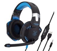 Bleu G2000 Gaming sauna ensembles Grand Casque avec Lumière Micro Stéréo Écouteurs Basses Profondes pour PC Ordinateur Gamer Ordinateur Portable PS4 Nouvelle X-BOX ""Nipseyteko