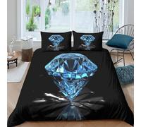 Bleu gemstone Ensemble De Literie 3 pièces Hypoallergique Imprimé en 3D Léger Moderne luxury design Parure de Lit avec 2 Taies d'oreiller Confortable for Chambre Adulte Super king（260x220cm）