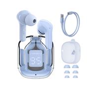 (Bleu glacier) Écouteurs sans fil Bluetooth 5.0 TWS T6, casques de jeu et de sport, antibruit, avec micro et housse
