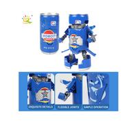 (Bleu) HUIQIBAO Creative Deformed Soda Robot Warrior Modèle Boisson Canette Déformation Jouets Ville