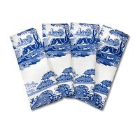 Bleu Italien 45 x 45 cm Coton Serviettes de Table, Lot de 4, Bleu/Blanc