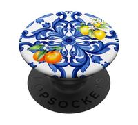 Bleu Italien Baroque Citron Agrumes Art PopSockets PopGrip Adhésif