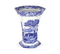 Bleu Italien en Porcelaine 27 cm Hexagona Litre Vase, Bleu/Blanc