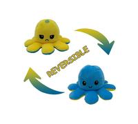 (Bleu + Jaune) Double Face Flip Réversible Poulpe En Peluche Jouet Vie Marine Animaux En Peluche Poupée