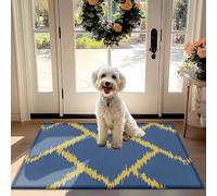 Bleu Jaune Géométrique de la Ville à l'Horizon Non-Slip Absorbant Tapis de Porte Intérieure Entrée, Couloir, Cuisine - accepte Les Animaux de Compagnie Tapis