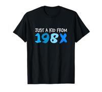 Bleu Just A Kid From 198X Blue Graphic T-Shirt