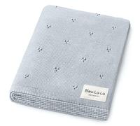 Bleu La La Couverture de Luxe pour Bébé - D'emmaillotage en Pointelle 100% Coton Biologique pour Filles et Garçons - Berceau pour Nouveau-Nés et Nourrissons (Bleu Poudré)