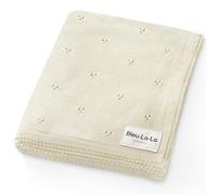 Bleu La La Couverture de Luxe pour Bébé en Pointelle 100% Coton Biologique - D'emmaillotage pour Filles et Garçons - Berceau pour Nouveau-Nés et Nourrissons (Crème de Beurre)