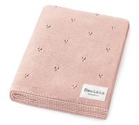 Bleu La La Couverture d'emmaillotage Pointelle bio pour filles - 100 % coton bio doux tricoté chaud et confortable pour nouveau-nés, nourrissons et tout-petits (chaussons de ballet)