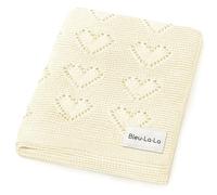 Bleu La La Couverture pour Bébé Cœur pour Garçons et Filles - 100% Coton Doux Réception Emmailloter Berceau Poussette Cadeau Couverture pour Nouveau-nés Nourrissons Tout-Petits (Crème de Beurre)