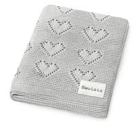 Bleu La La Couverture pour Bébé Cœur pour Garçons et Filles - 100% Coton Doux Réception Emmailloter Berceau Poussette Cadeau Couverture pour Nouveau-nés Nourrissons Tout-Petits (Gris Bruyère)