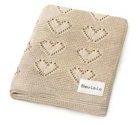 Bleu La La Couverture pour Bébé Cœur pour Garçons et Filles - 100% Coton Doux Réception Emmailloter Berceau Poussette Cadeau Couverture pour Nouveau-nés Nourrissons Tout-Petits (Flocons d'Avoine)