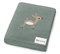 Bleu La La Couverture pour Bébé pour Garçons et Filles - 100% Coton Doux Réception Emmailloter Berceau Poussette Cadeau Couverture pour Nouveau-nés Nourrissons Tout-Petits (Faon - Sauge)