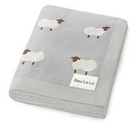 Bleu La La Couverture pour Bébé pour Garçons et Filles - 100% Coton Doux Réception Emmailloter Berceau Poussette Cadeau Couverture pour Nouveau-nés Nourrissons Tout-Petits (Mouton - Gris)