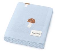 Bleu La La Couverture pour Bébé pour Garçons et Filles - 100% Coton Doux Réception Emmailloter Berceau Poussette Cadeau Couverture pour Nouveau-nés Nourrissons Tout-Petits (Champignon - Bleu)