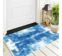 Bleu Lignes Tie-Dye Paillasson,Salle De Bain Tapis De Porte Avant Décoratif Intérieur Sol Arrière D'Entrée Art Abstrait for Entrée Extérieure De Porche,60X90Cm