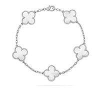 Bleu,Lllunimon Bracelet Trèfle à Quatre Feuilles en Argent 925 Bracelet Trèfle Chanceux Bracelet Chaîne de Fleurs Cadeau de Bijoux d'Anniversaire de la Saint-Valentin pour Femmes et Hommes